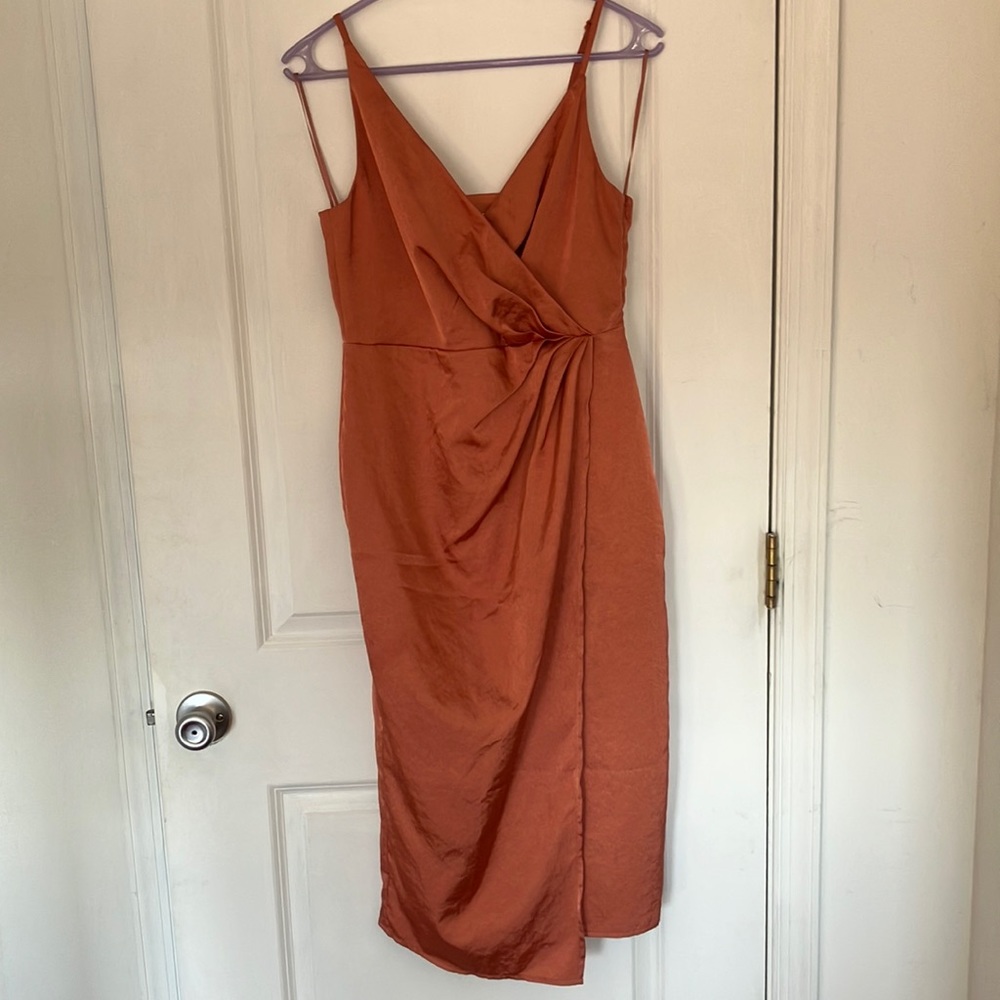 4th & Reckless Satin Faux Wrap Dress Small